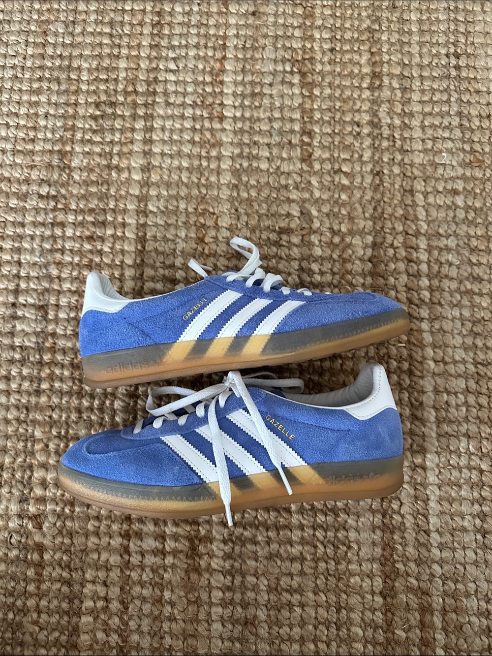 adidas Gazelle Women’s Blue Suede Sneakers with White Stripes